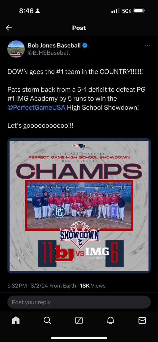 Will simply say this is good for baseball! Congrats to ⁦@BJHSBaseball⁩
