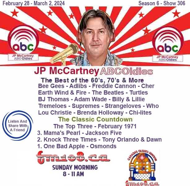 fm108_dot_ca's tweet photo. Sunday morning with JP McCartney #ABCOldies on https://t.co/w2lGSQOlth
Every Sunday from 8-11am eastern. https://t.co/JX7BEG7KK6... https://t.co/OlNdHJq2Mv