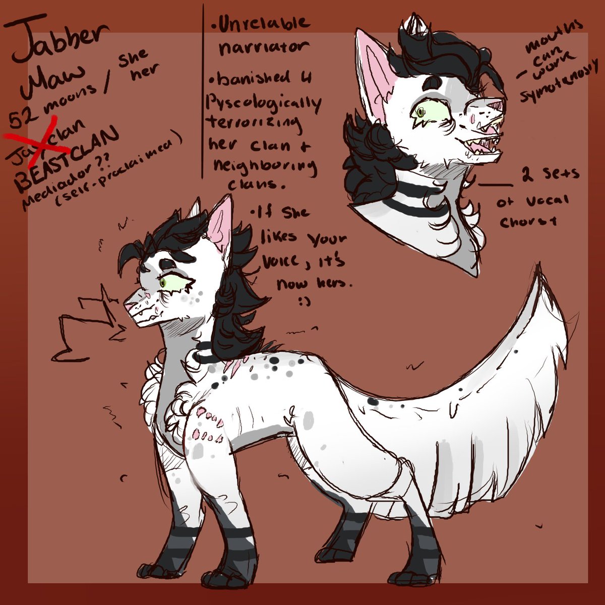 meowdexi's tweet photo. Oh she kinda fucked up,, no srsly tho this was so self jndugent I love the idea of this clan def might doodle more of her later 👀
#beastclan https://t.co/TtXNtptbG4