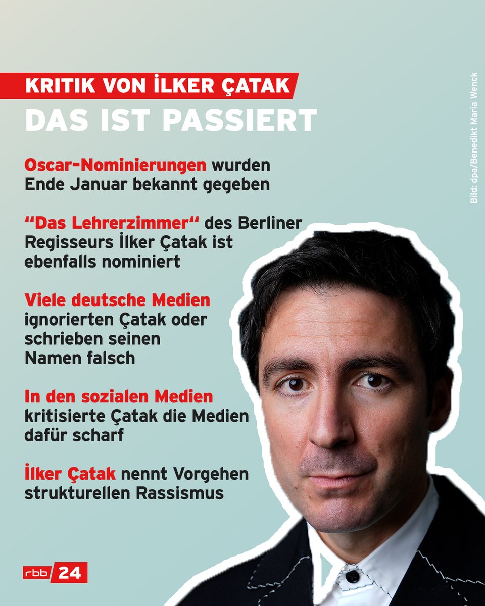 Stell dir vor, du bist für den #Oscar📷 nominiert - aber niemand nennt deinen Namen oder schreibt ihn ständig falsch. Das passiert dem #Berlin​er #Regisseur İlker #Çatak. Er macht seinem Ärger Luft und kritisiert die deutsche #Medien​landschaft scharf. 👉rbburl.de/interviewcatak