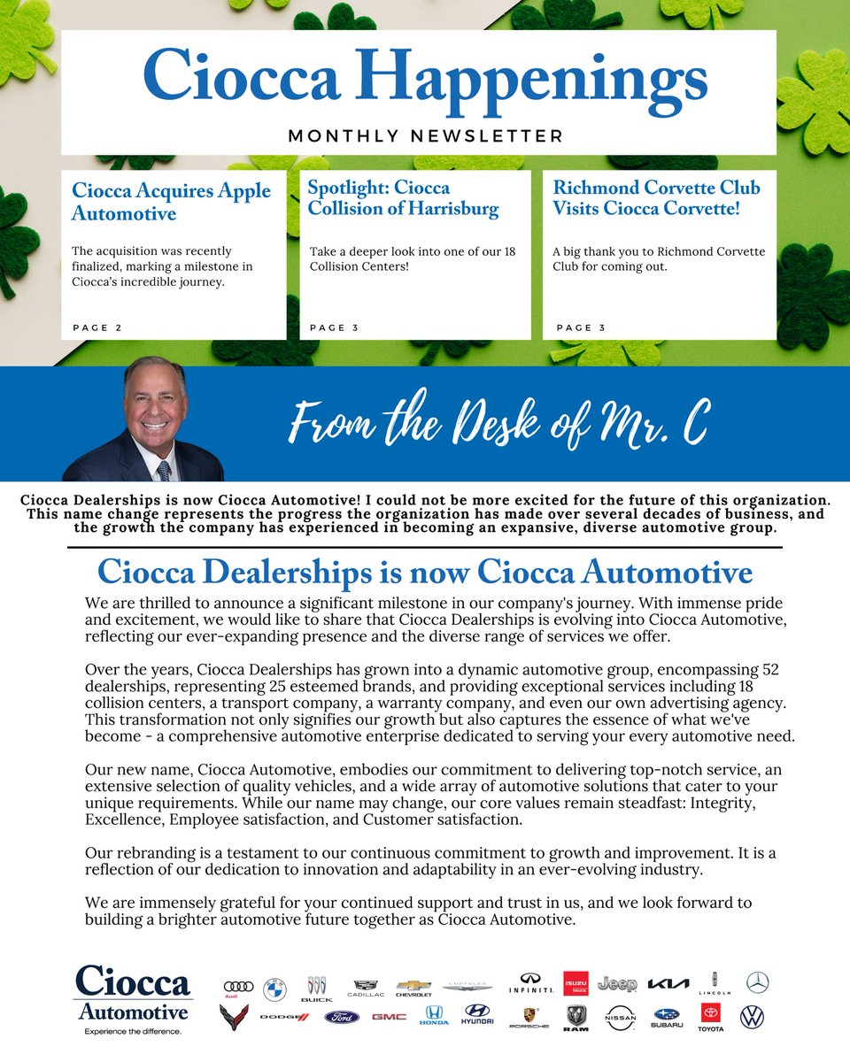 FordSouderton's tweet photo. Keep up with what is going on at Ciocca Automotive! Check out the March edition of the Ciocca Happenings!

#cioccaonsocial #community #automotive #automotiveindustry #newsletter #donations #applynow #hiring #march #dealership https://t.co/25BXv7xNtv