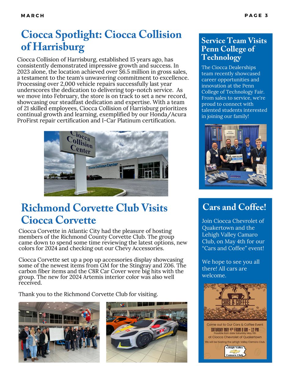 FordSouderton's tweet photo. Keep up with what is going on at Ciocca Automotive! Check out the March edition of the Ciocca Happenings!

#cioccaonsocial #community #automotive #automotiveindustry #newsletter #donations #applynow #hiring #march #dealership https://t.co/25BXv7xNtv