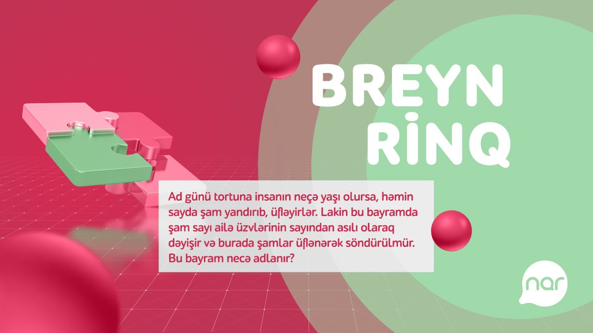Doğru cavabı tapsan, 50AZN dəyərində hədiyyə kuponu qazanacaqsan. 
1️⃣ Bizi izlə;
2️⃣ Sualın düzgün cavabını şərhə yaz; 
3️⃣ Doğru cavab verən izləyicilər arasından təsadüfi seçimlə qalib gəl! 

Başlanma tarixi: 03.03.2024
Bitmə tarixi: 08.03.2024