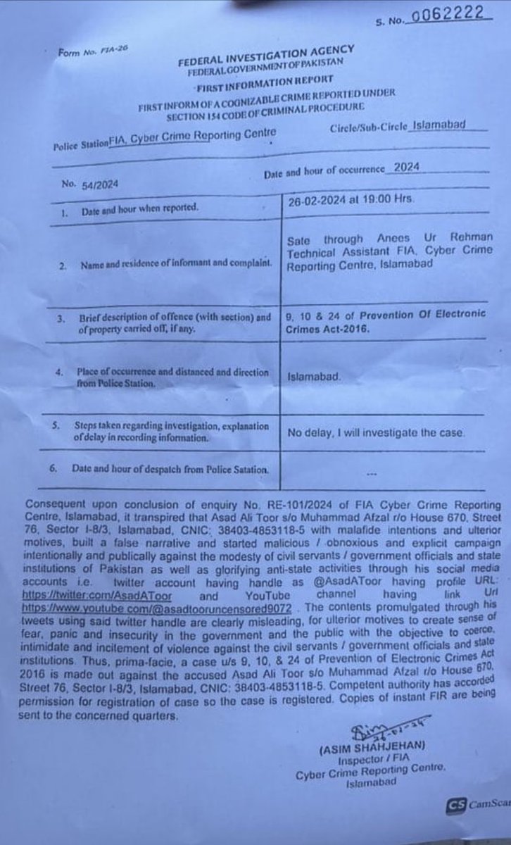The FIR against ⁦@AsadAToor⁩ is such a joke, it boggles the mind any judge would grant 8-days of remand. “campaign… against the modesty of civil servants/government officials”. 🙄 More like بےحیائ