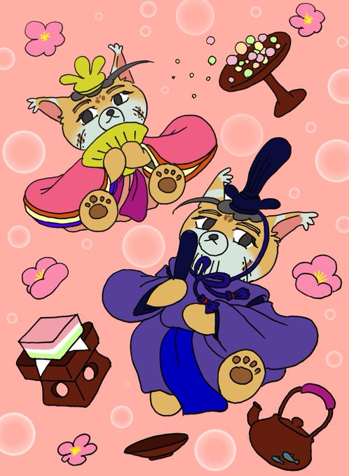 #ゴールデンカムイ版深夜の真剣お絵描き60分一本勝負【お題】桃の節句、ひな祭りフォゼぉでこんな感じの雛人形あったら良いな!って思いながら描きました〜年中飾っていたい50分位。 