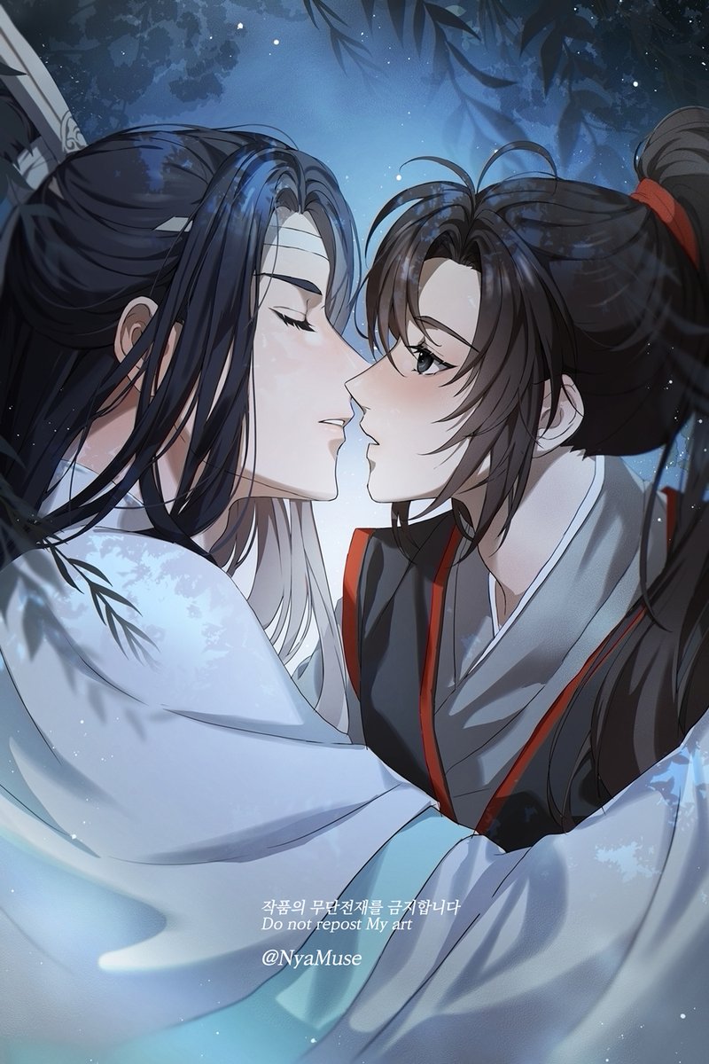 multiple boys yaoi 2boys imminent kiss male focus long hair black hair  illustration images