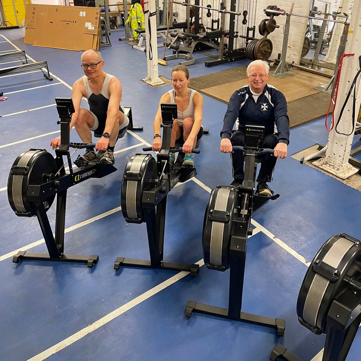 Test driving four shiny new #concept2 ergs. Boosting capacity for the successful Bristol Ariel Go Row Indoor programme. Fantastic support from Chris Farrell and the <a href="/BritishRowing/">British Rowing</a> team #britishrowing #gorowindoor #concept2