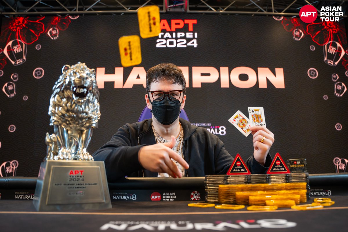 Congratulations to @ikepoker of the United States for winning the APT Super High Roller event! He defeated a field of 137 entries to win the APT Pewter Lion trophy and TWD 9,089,650 (~USD $287k) top prize!🎉🏆 Watch the final four stream here: bit.ly/apttaipei24shr… APT Blog:…