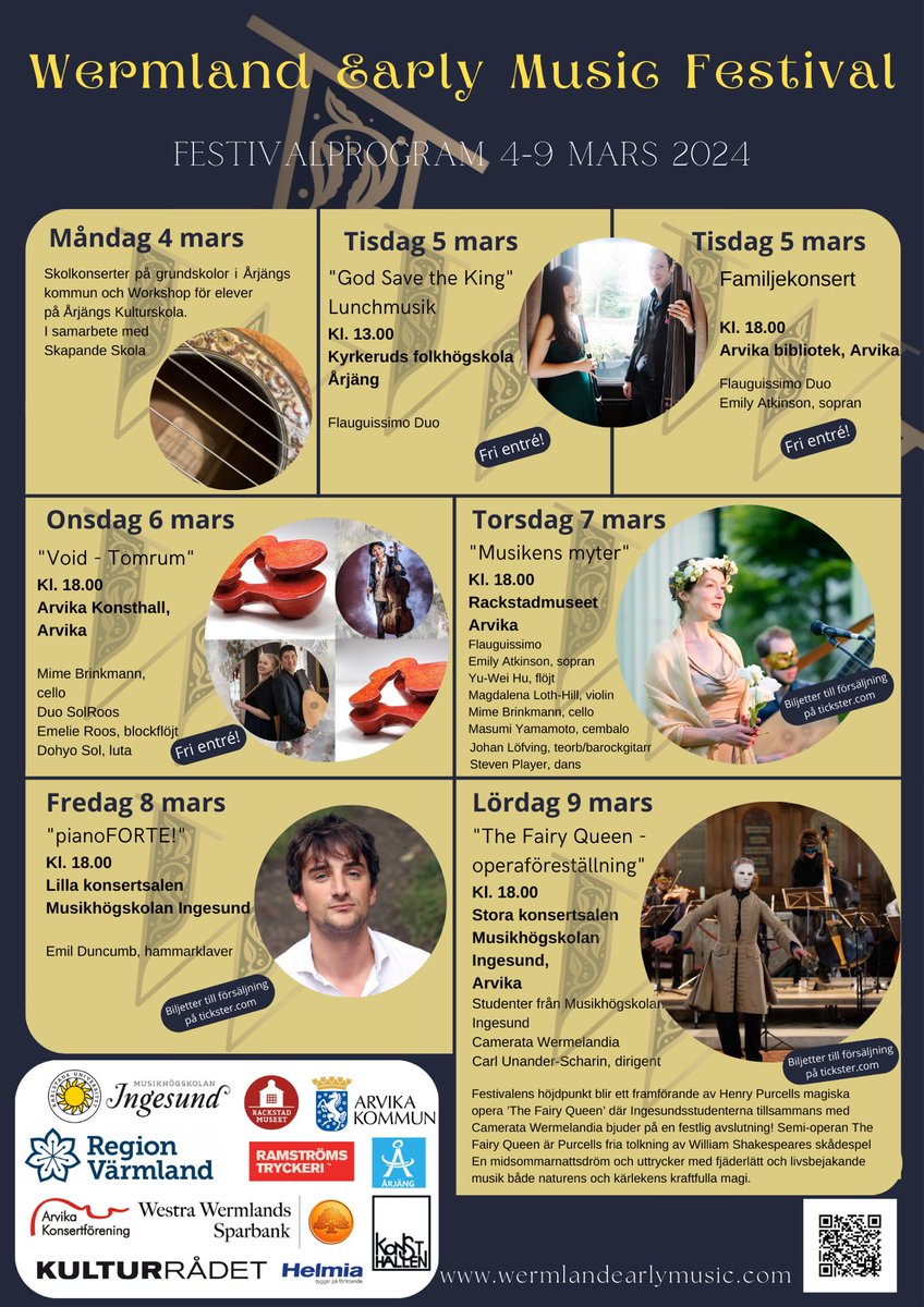 Nu äntligen drar Wermland Early Music Festival igång! Sång, musik och dans- eller varför inte ta chansen att uppleva opera i Arvika?! 🎶Vi ses snart! ✨

✨Starting TOMORROW!! ✨Check out all the wonderful #concerts #masterclasses &amp; #workshops! 

👉🏻 wermlandearlymusic.com/festival/evene…