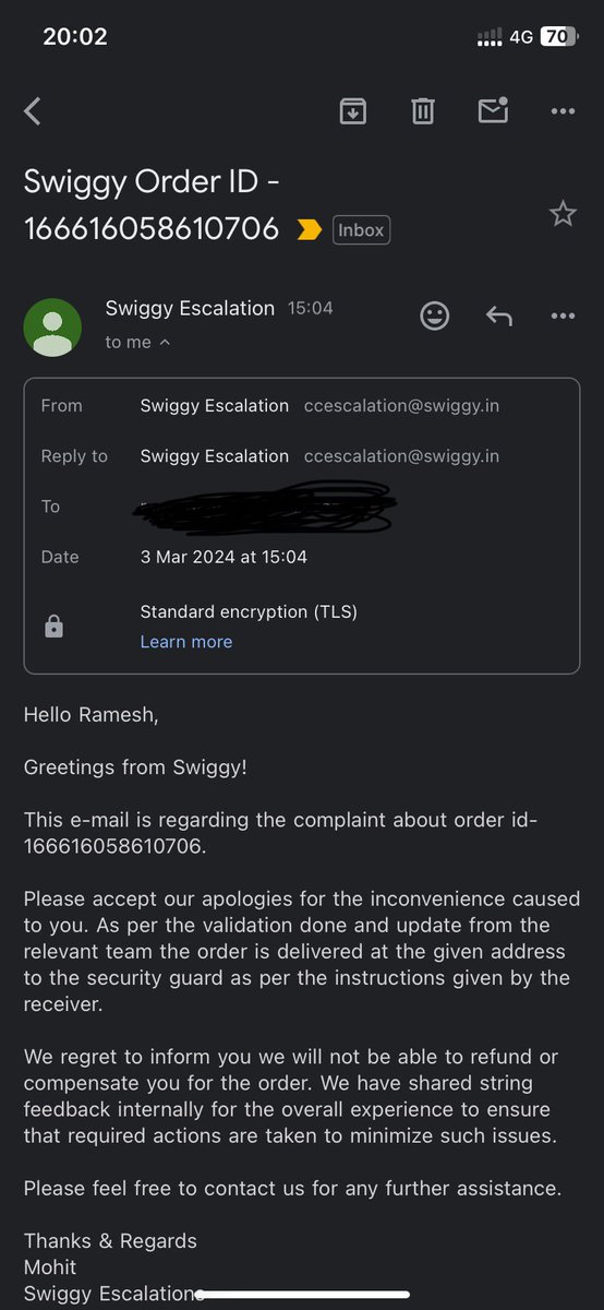 ramsgantala's tweet photo. @SwiggyCares Is this what you call resolutions? @harshamjty @SwiggyCares @Swiggy https://t.co/vTPV4xMrej