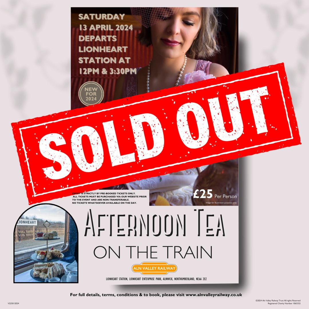 ***𝗦𝗢𝗟𝗗 𝗢𝗨𝗧*** Our pre-booked Afternoon Tea Trains have now sold out. Thank you to all those who have booked tickets and we look forward to seeing you on the 13th April.