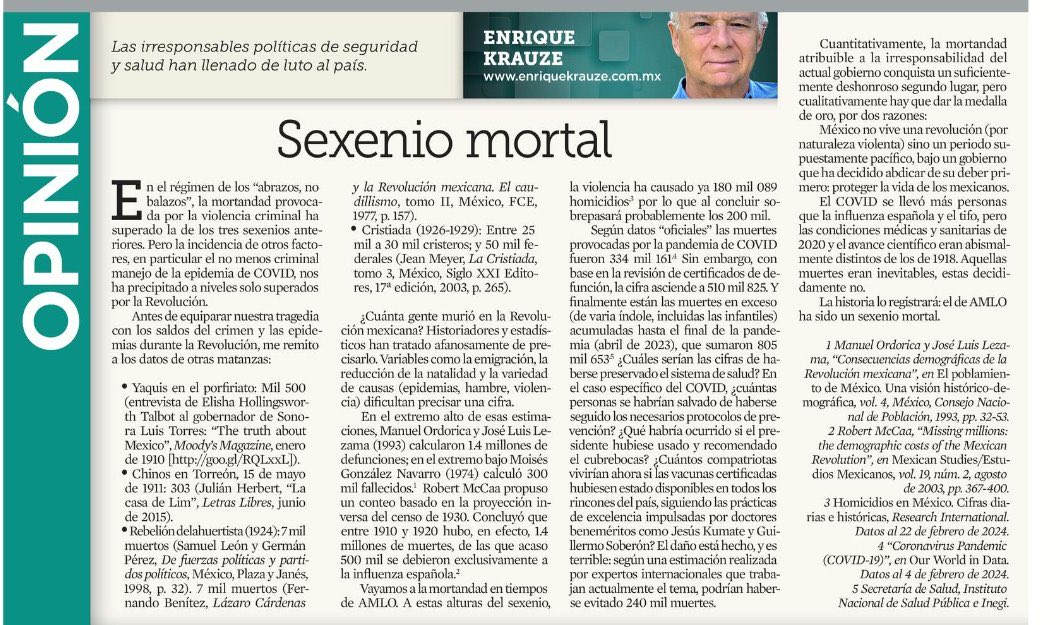 El legado obradorista es la muerte, el abandono y la enfermedad. Lean a ⁦@EnriqueKrauze⁩