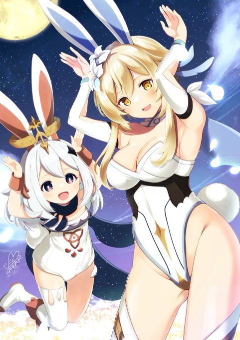 パイモン蛍再掲#うさぎの日 #原神 
