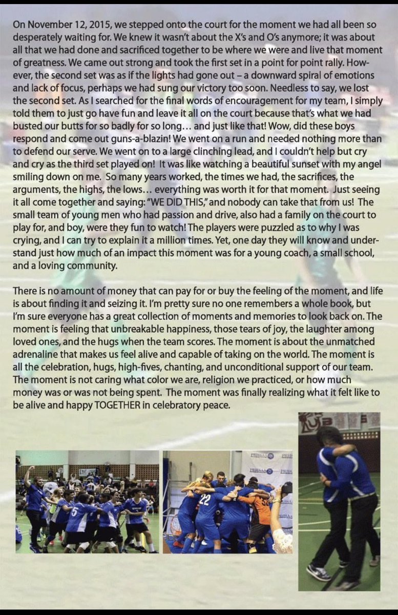 CachoCollection's tweet photo. Wanted to share an article I wrote a while back, this is truly what it means to #TrustTheProcess. This team will always be the foundation of my coaching career. I love to win and that’s been no secret throughout my life, but today, 10+ years into my coaching career, I can say that best “win” of all thus far in my career is seeing the happy successful people these athletes are becoming off the court almost a decade later. #ProudCoach #PleaseRT @espn #sports #goodreads #inspiration