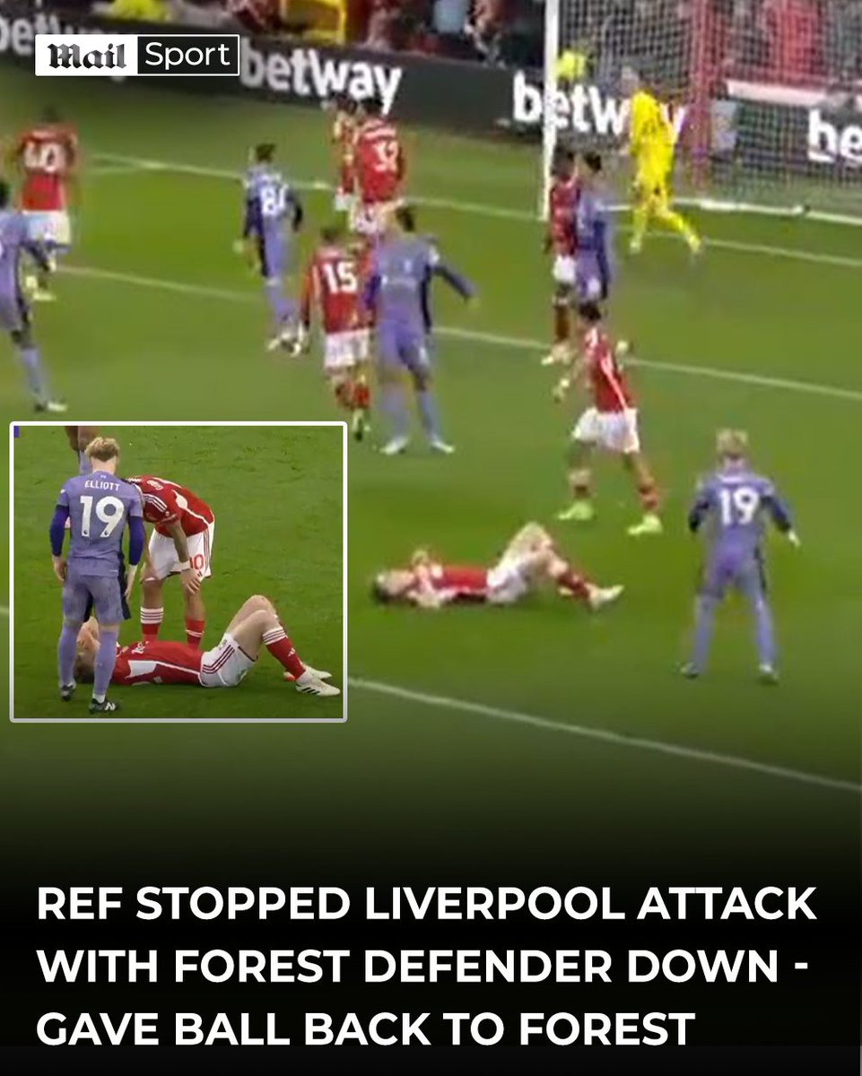 Earlier in the match, Paul Tierney made the same mistake as the one that led to Liverpool's late winner 😳

Watch 👉 trib.al/7xLVYa8