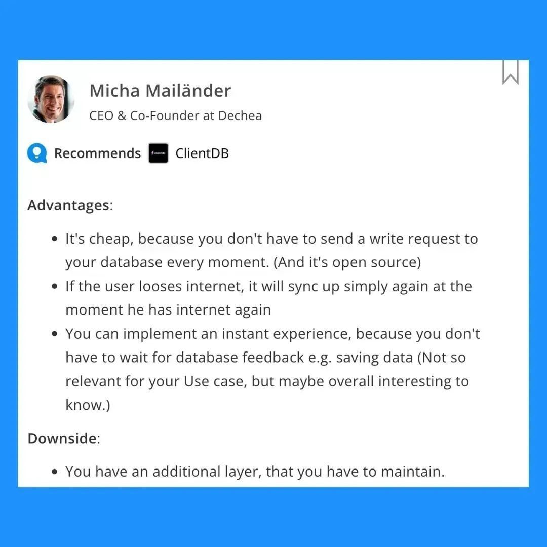 stackshareio's tweet image. Advice from Micha  

#StackAdvice: #ClientDB 

👉 buff.ly/3t5D9Hs