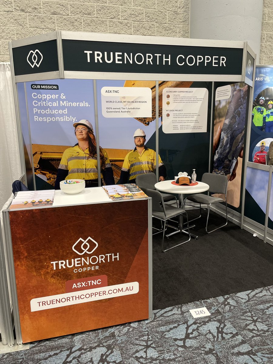 True North Copper's booth at the Prospectors and Developers Association Conference! 🚀 Discovering innovations and insights in the world of mining. #PDAC2024 #TrueNorthCopper #MiningInnovation