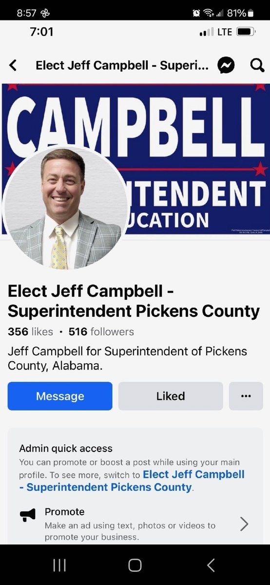 Tuesday is a huge election day in Pickens County. I fully support Jeff Campbell for Superintendent of Education in Pickens County. Jeff Campbell is a man of integrity who wants what's best for all children in this county. Vote Jeff Campbell Tuesday. @gordo_athletics @GordoBsb