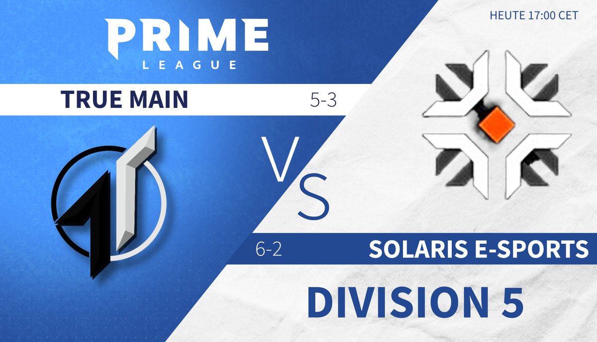 Am heutigen Nachmittag geht es schon weiter mit dem 5. Spieltag des Main Teams. Heute geht es ran gegen Solaris E-Sports, eines der beiden erstplazierten Teams in der Tabelle.

Seid wieder Live mit dabei!

⏰Heute 17:00 Uhr
📺twitch.tv/truesports
🎙️ Patrick &amp; <a href="/yonkolol/">Yonko</a>