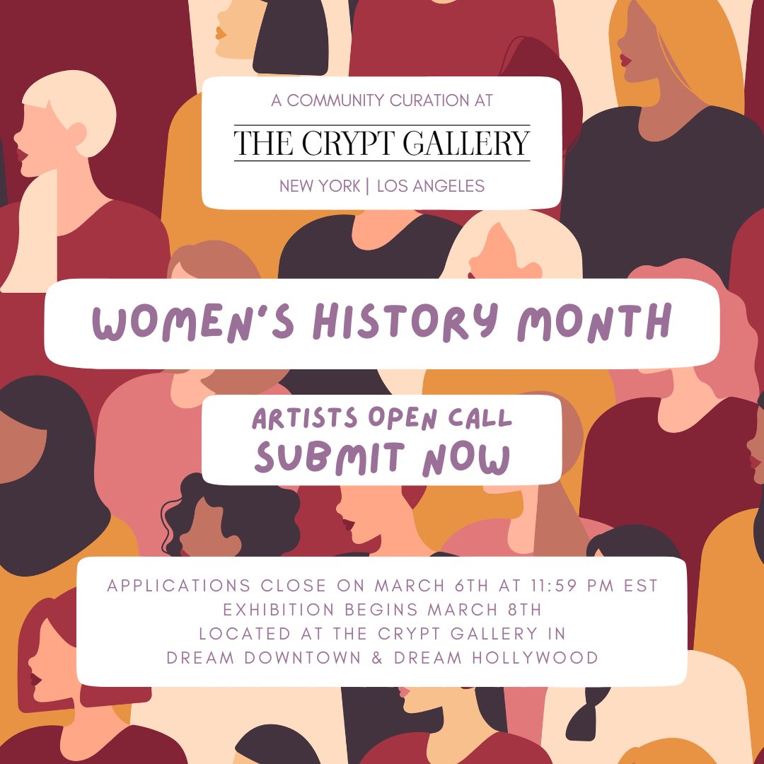 GM! Celebrating Women’s History Month with an Open Call Curation! 👭 Tag your favorite female artists for a chance to get them exhibited at one of our locations in NYC or LA! 🖼️ Featuring guest curator @vasiamakris Instructions below👇