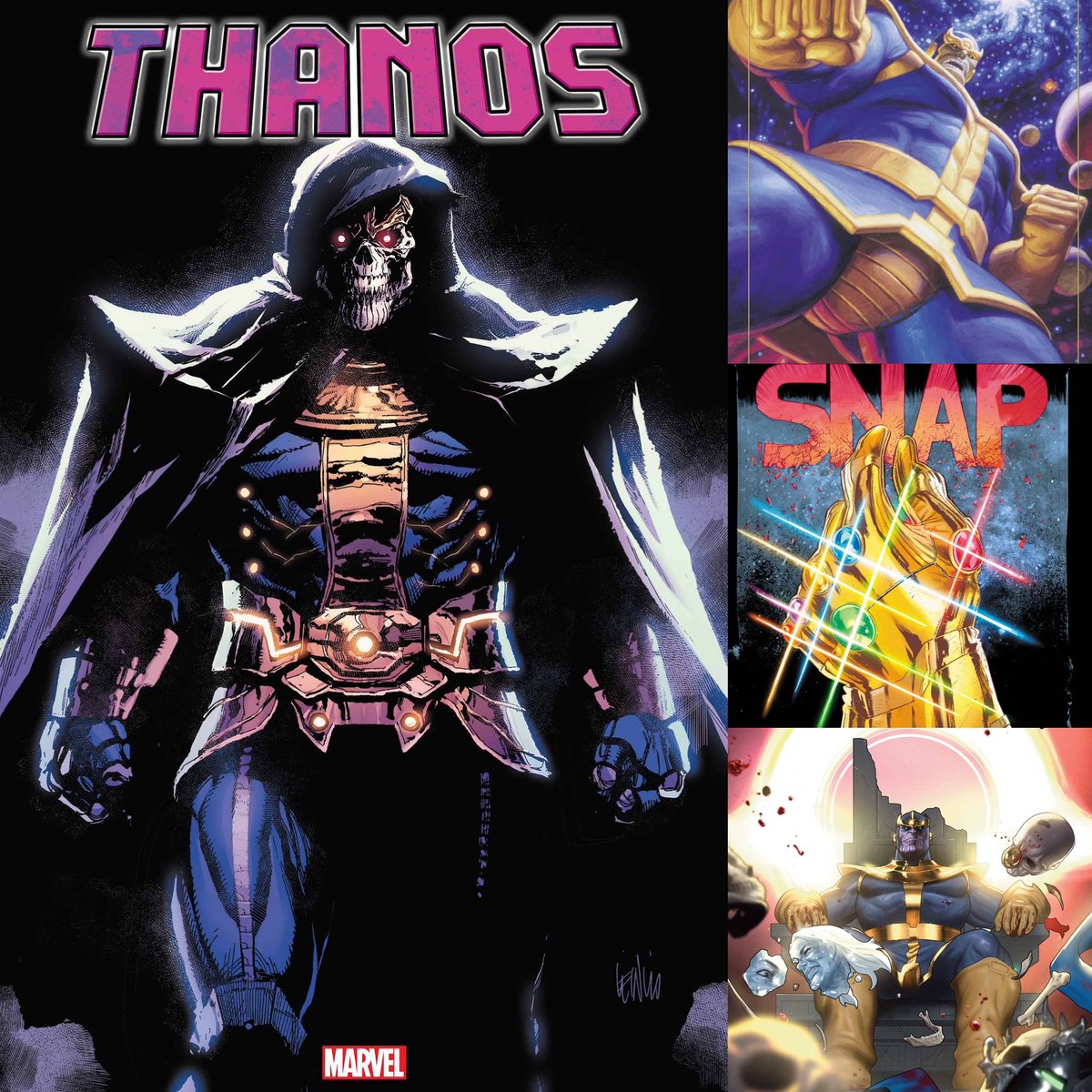New ✨#MarvelCosmic✨ #comics this week for #NCBD (3/6/24)
✨
Thanos #4
✨
W-#ChristopherCantwell,A-#LucaPizzari/#GermanPeralta
✨
A-#LeinilYu
B-#GregHildebrandt/#TimHildebrandt
C-#JustinMason
D-#TaurinClarke
✨
#Thanos #MadTitan #Marvel #MarvelComics