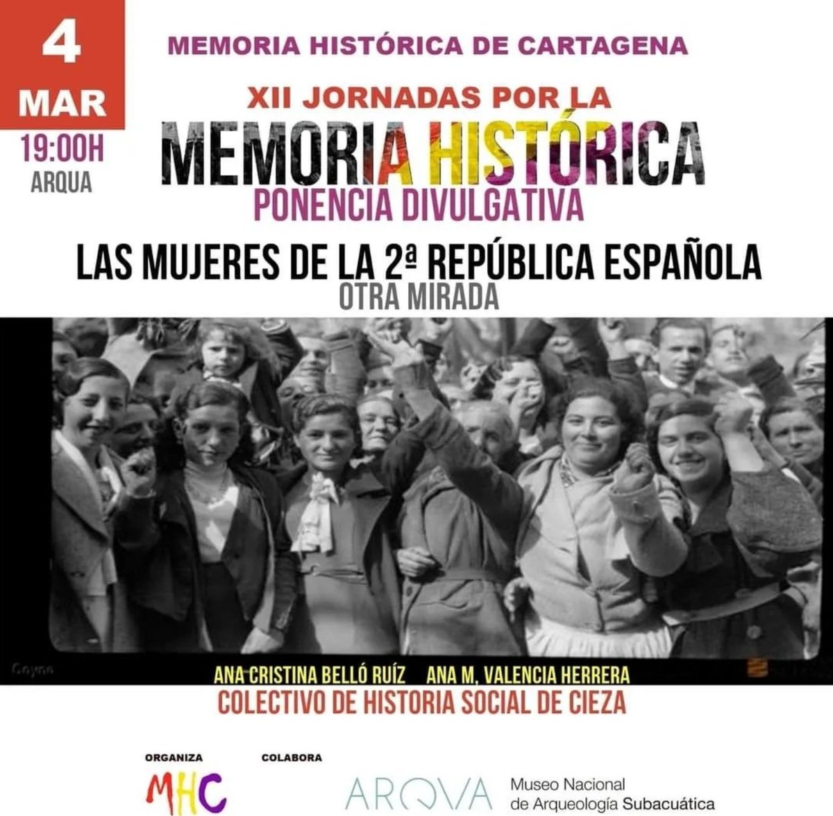 Las mujeres de la II Republica , #Cartagena 📆 4 de marzo a las 19h 👇👇👇👇