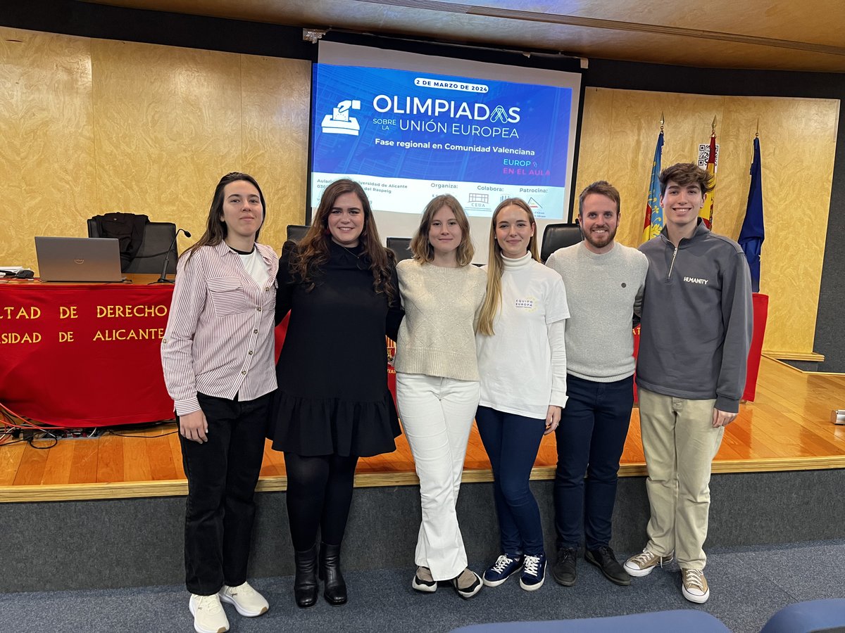 Equipo Europa (@equipo_europa) on Twitter photo Ayer tuvo lugar la fase regional de la #ComunitatValenciana en <a href="/UA_Universidad/">Universidad de Alicante UA</a> con la colaboración del <a href="/ceua_ua/">Consejo de Estudiantes UA</a>.
13 centros educativos han participado en esta fase regional con más de 65 estudiantes 👏
¡Pronto sabremos quiénes son los ganadores! Ayer tuvo lugar la fase regional de la #ComunitatValenciana en <a href="/UA_Universidad/">Universidad de Alicante UA</a> con la colaboración del <a href="/ceua_ua/">Consejo de Estudiantes UA</a>.
13 centros educativos han participado en esta fase regional con más de 65 estudiantes 👏
¡Pronto sabremos quiénes son los ganadores!