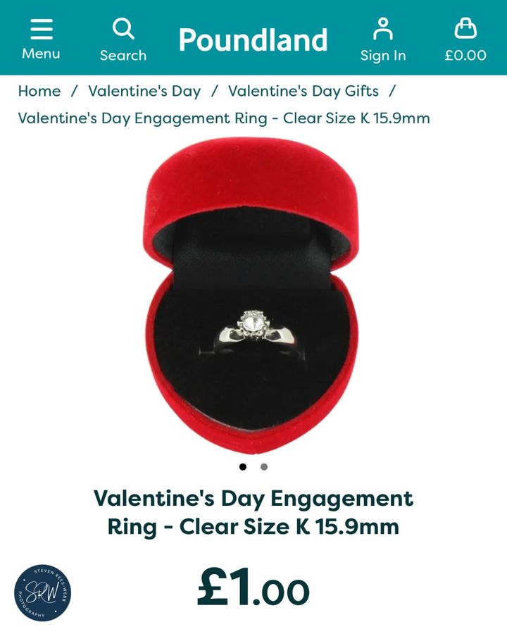 💍 £1,978 was the average spent on an engagement ring in 2023! With Valentines Day just weeks away, Poundland has you covered! Just remember to keep the receipt... 🙃 ➡️ With your £1,977 ring savings, you could book all these: Steven Rees-Webb… go.srw.link/T3YHvs