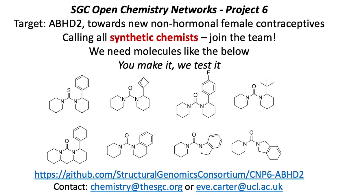Several #openscience projects in the lab are nicely poised for community inputs. Here's a peach. One of the @thesgconline Open Chemistry Networks needs some simple ureas. You make, we test. Protocols available. github.com/StructuralGeno… @target2035 @UCLLifeSciences