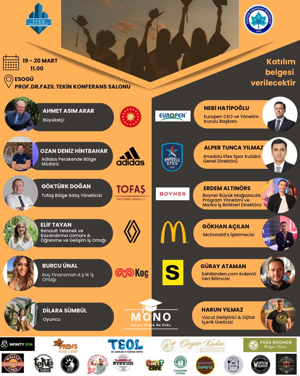ESOGÜ İşletme ve Ekonomi kulübü olarak bu yıl altıncısını düzenleyeceğimiz MONO (Mezun Olduk Ne Oldu?) etkinliğimizi sizlere duyurmaktan onur duyarız. 
 
19.03.2024 - 20.03.2024  tarihlerinde ESOGÜ  Prof. Dr. Fazıl Tekin Konferans Salonunda gerçekleşecektir.