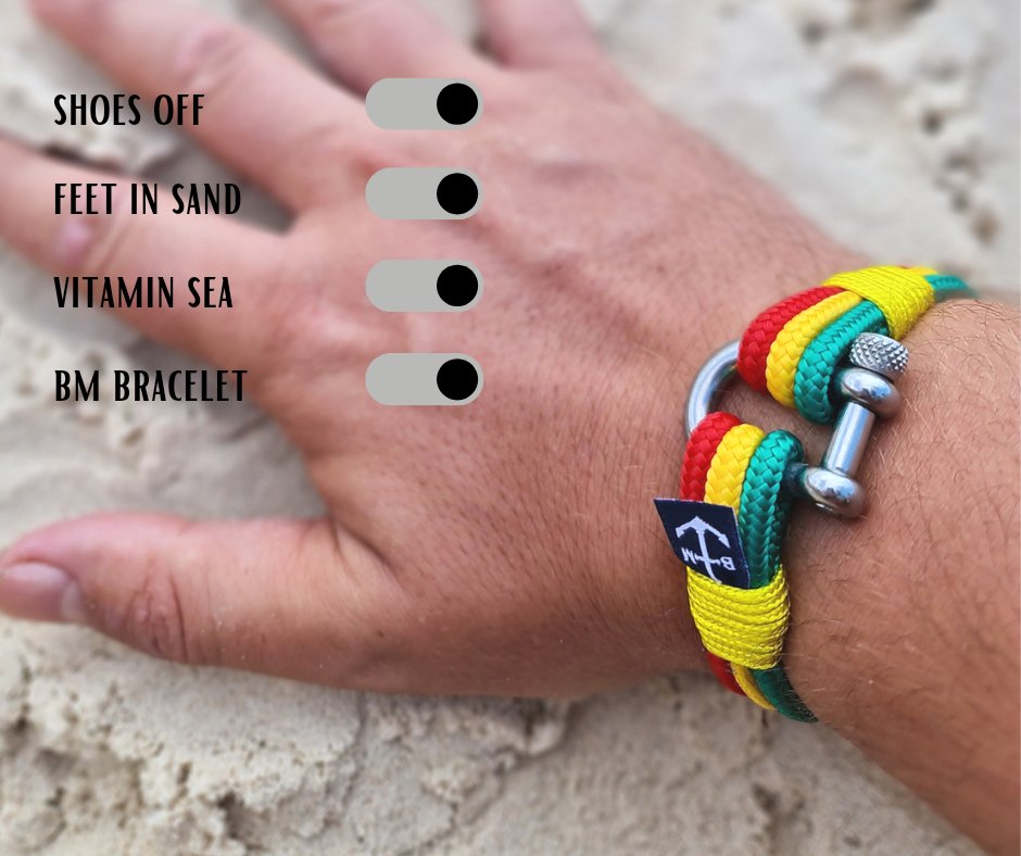 Power down the daily hustle, exchange shoes for sandy shores, let the sea’s embrace wash over you. Around my wrist, the BM bracelet—a touchstone connecting to a centered core. 

#ShoesOffSoulOn #FeetInSand #VitaminSeaTherapy #BMBraceletJourney #MindfulnessMantra #OceanWhispers