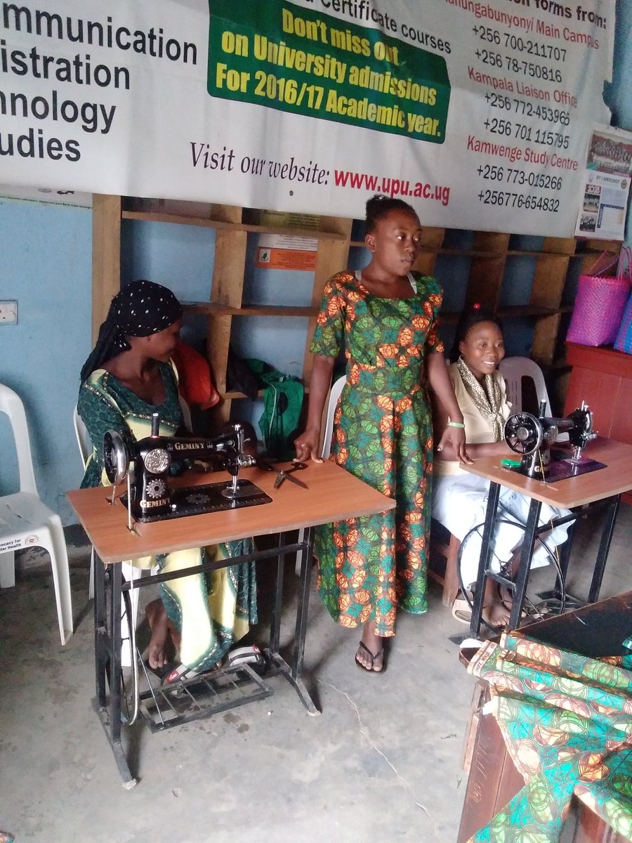 Women and girls empowerment in tailoring skills, my girls and women are very happy to see the positive results of fashions made. Team no stress, trained by Bwera United women with disabilities Association ( BUDWA) mpondwe-lhubiriha town council, kasese District Uganda