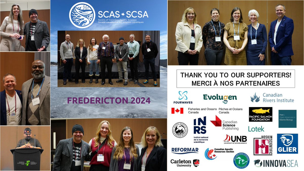 We couldn't be happier with SCAS 2024 in Fredericton! Thank you to our plenary speakers, our amazing team of volunteers, program chairs, opening and closing ceremony leader Evan Sacobie, local arrangements chair, and of course our sponsors. Photo credit @FreshwaterMarty