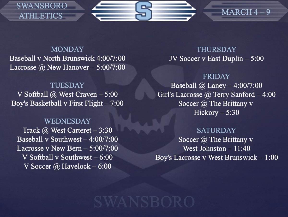 Swansboro Athletics (@SBHS_Pirates) on Twitter photo 2024-03-03 15:37:09