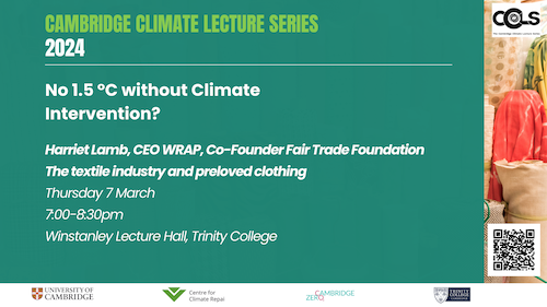 Join us on Thursday March 7th for the second instalment of the #CCLS2024.

Harriet Lamb CEO of @WRAP_NGO  will be speaking about the textile industry and more.

Register here: bit.ly/42XbVDW

@HarrietLamb_  @TrinCollCam