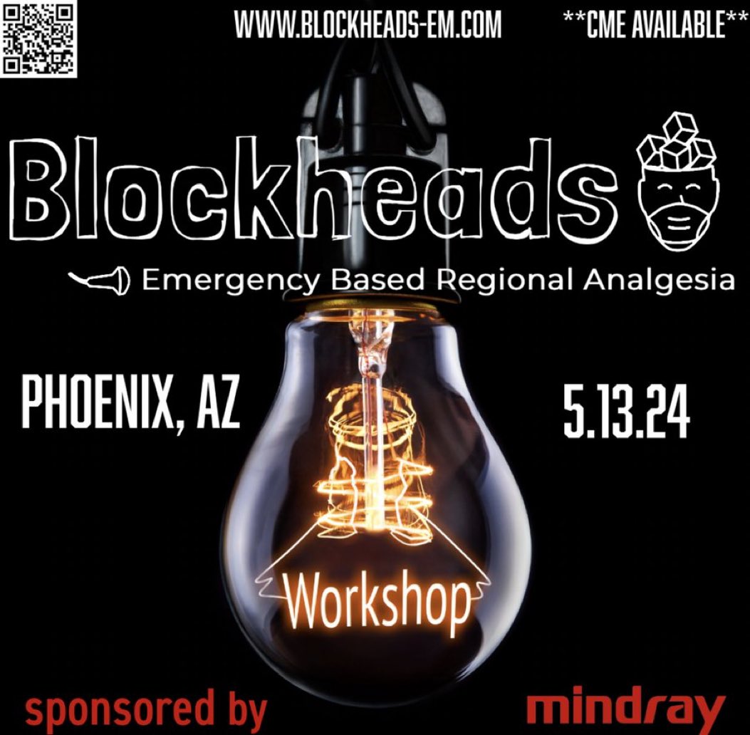 #POCUS Nerve blocks taught by emergency providers for emergency providers!! Come to this pre-SAEM workshop to learn -best practices -top tips -hands on skills -from experts in the field to alleviate suffering and deliver the best evidence based care! blockheads-em.com