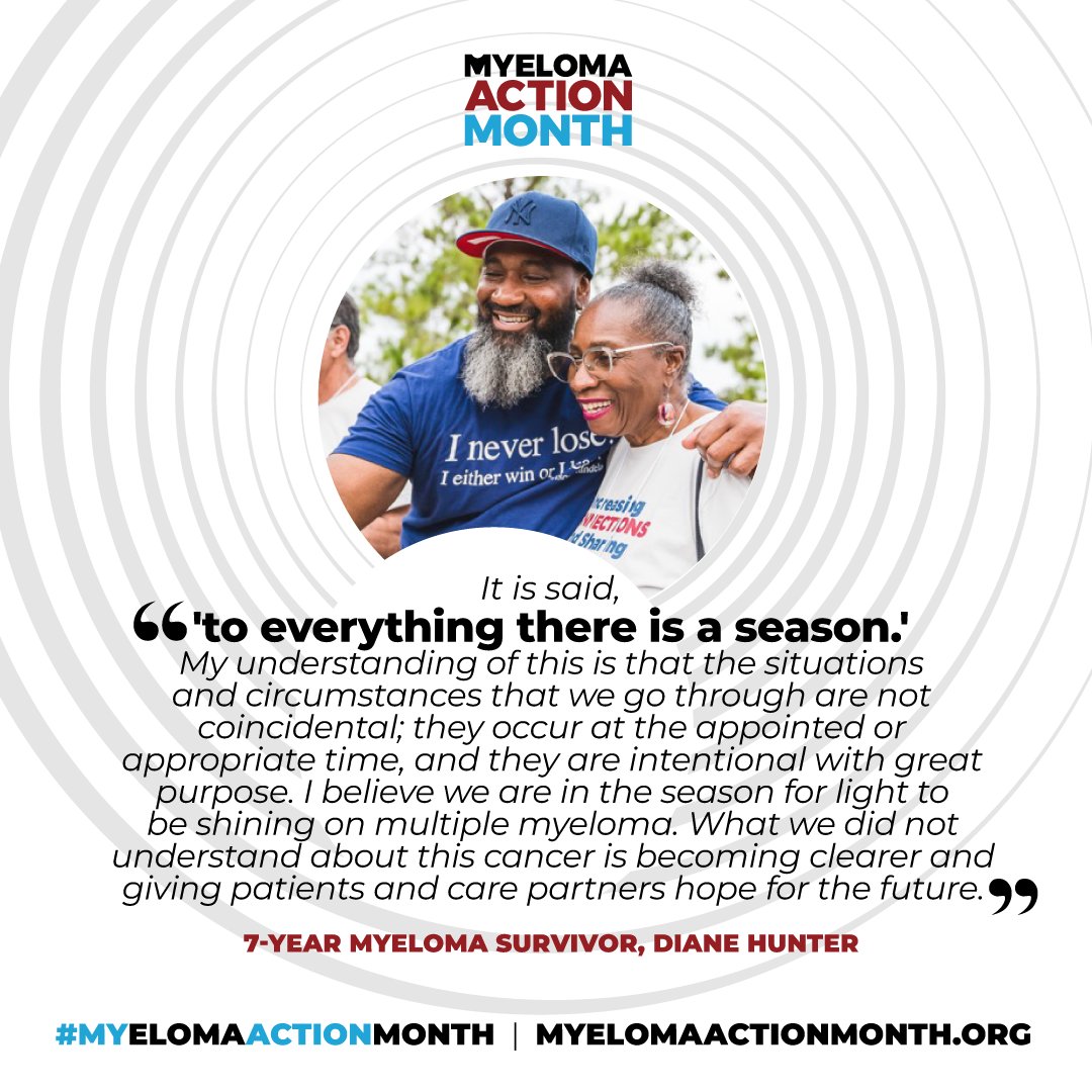 "I believe we are in the season for light to be shining on #myeloma." 7-year survivor Diane knows the importance of sharing her experience. Will you do so too? #MyelomaActionMonth myelomaactionmonth.org
#mmsm