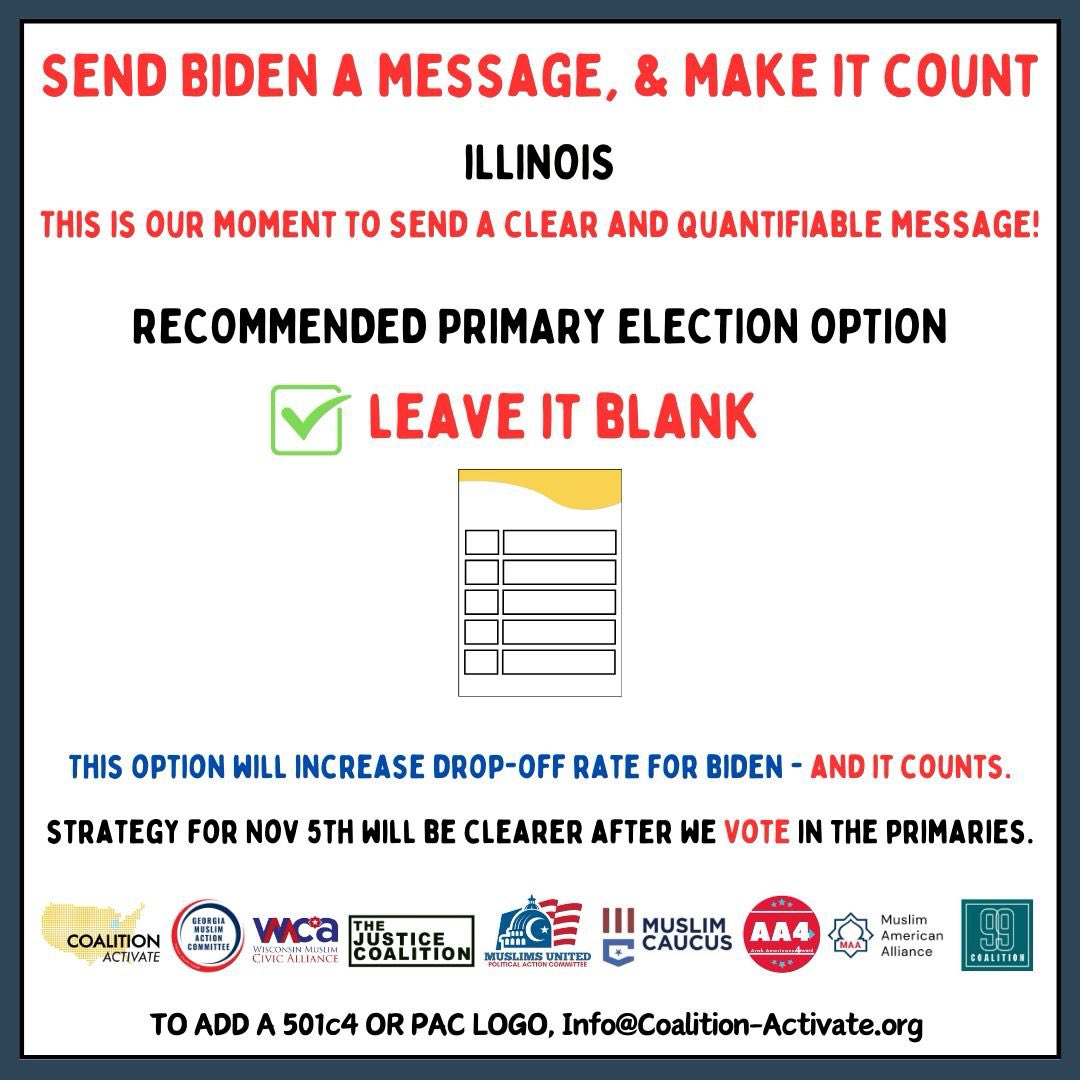 melinarosie's tweet photo. @D_Stieber Illinoisans can take part by leaving it blank. If “ceasefire” or a nonviable candidate is written in, it’s my understanding that it won’t be counted. https://t.co/wIlzBRVX4V