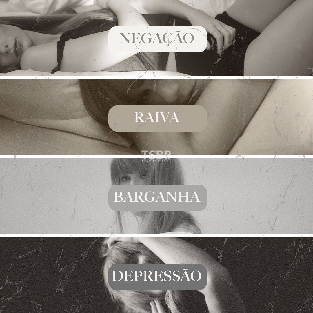 As 4 fases iniciais do luto: negação, raiva, barganha e depressão. #TSTTPD 

Negação “The Manuscript” - “Eu te amo, está arruinando minha vida”

Raiva “The Bolter” - “Você não pode me falar sobre estar triste”

Barganha “The Albatross” - “Eu tenho permissão para chorar?”