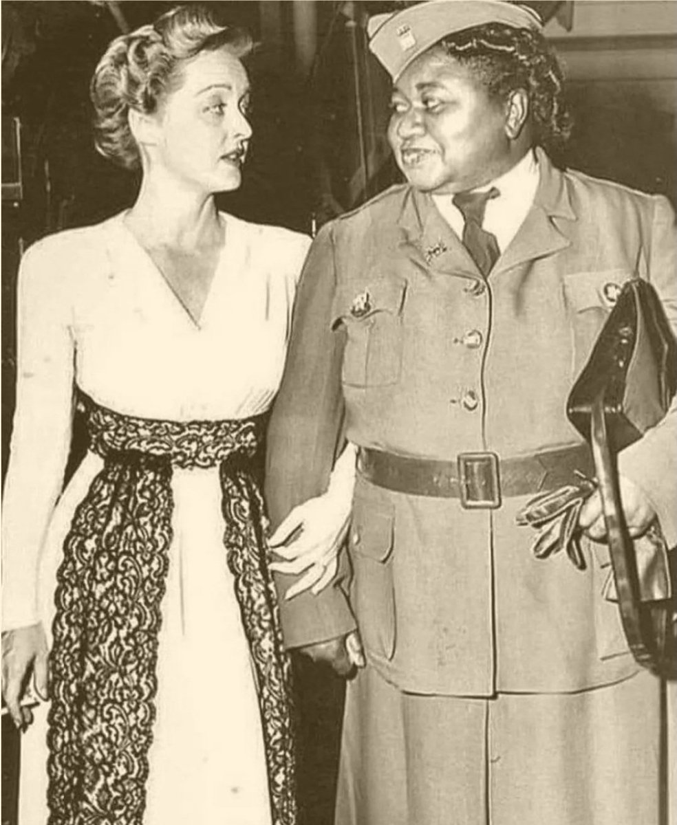 Bette Davis and Hattie McDaniel.  Bette was the ONLY white  member of McDaniels troupe that performed for Black service members during WWII. Davis was woke before woke was woke.