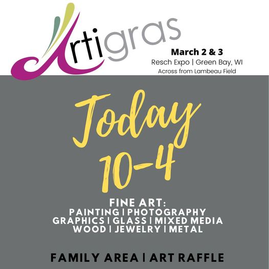 Stop by #artigras2024 today from 10-4 at <a href="/reschcomplex/">Resch Complex</a> (expo hall A). Support the Arts and the hardworking artists! #event #support #fineart #community #30plusyearsevent #historymade