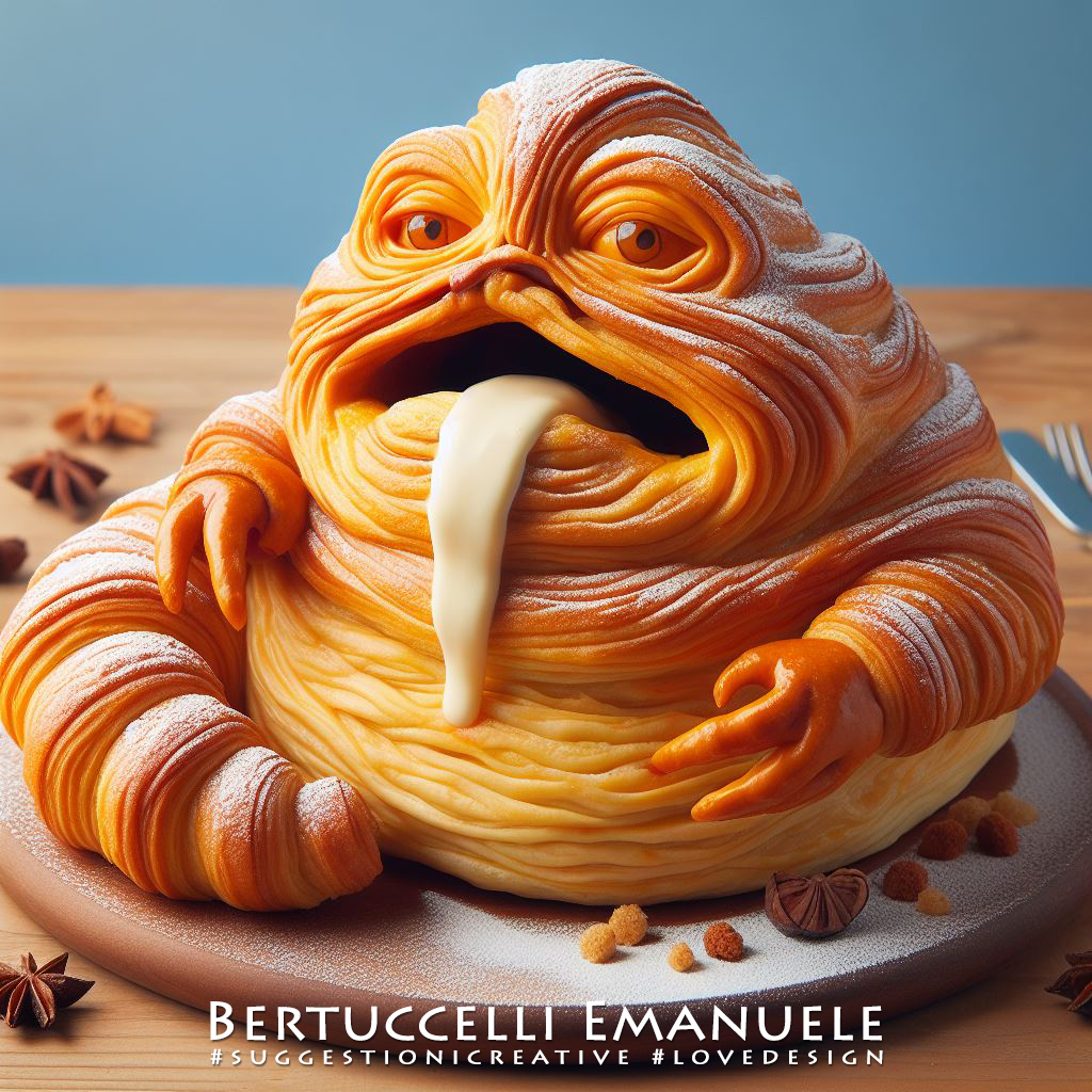 What if Jabba the Hutt was a cream croissant?
#jabbathehutt #jabba #jabbathehut #cornetto #brioches #croissant #starwars #starwarsfan #starwarsmemes #memeschallenge #guerrestellari #digitalart #artedigitale #emanuelebertuccelli #bertuccelliemanuele #sugestionicreative #lovedesign