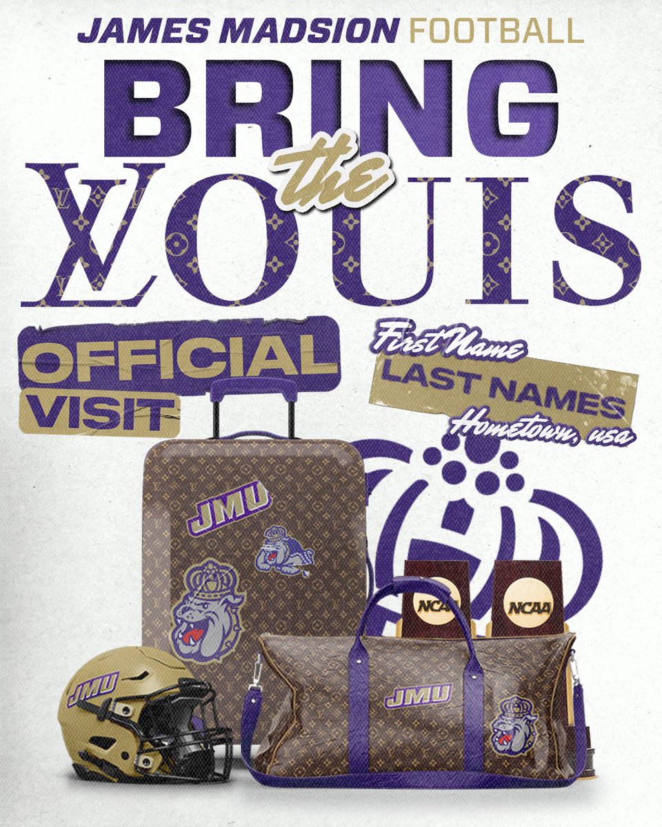High School Football recruits interested in visiting @JMUFootball Send me a DM and I can place you in this awesome mockup announcing your visit! No cost! Go Dukes! @JMUFBRecruiting @JMUSports
