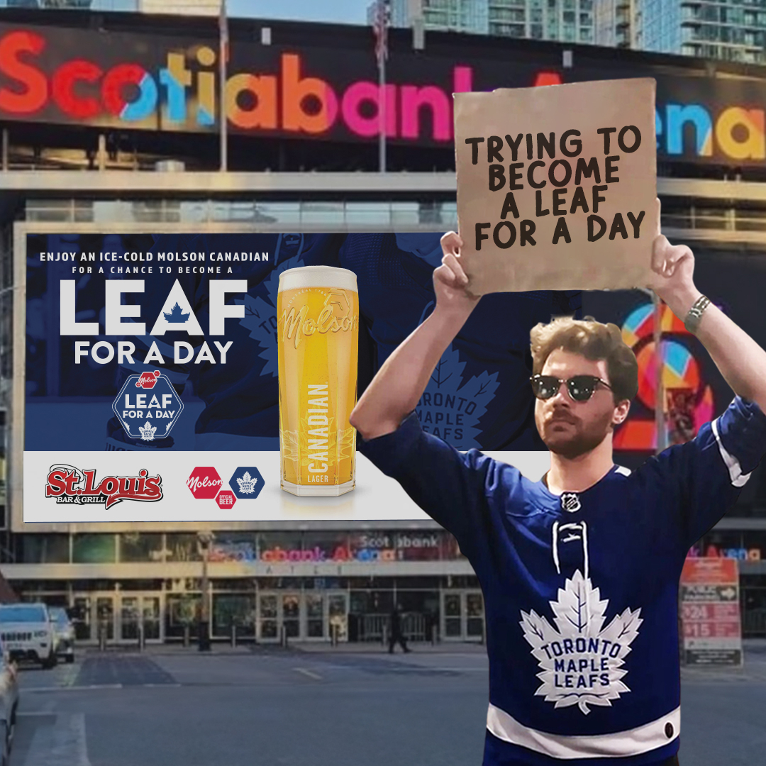 Love the Leafs but lack the talent? So does this guy. Enjoy a Molson Canadian for your chance to become a Leaf for a Day. Full contest details: stlouiswings.com/leaf-for-a-day/
