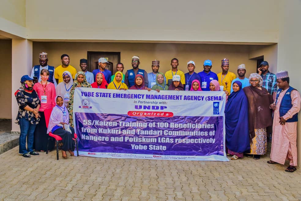 SEMA Training on 5S/KAIZEN in Tandari Community of Potiskum LGA. 
5S/KAIZEN
SORT
SET in order
SHINE
STANDARDIZE
SUSTAIN
Yobe SEMA with support from UNDP-Nigeria organized training on 5S/Kaizen Training in Tandar PKM LGA
