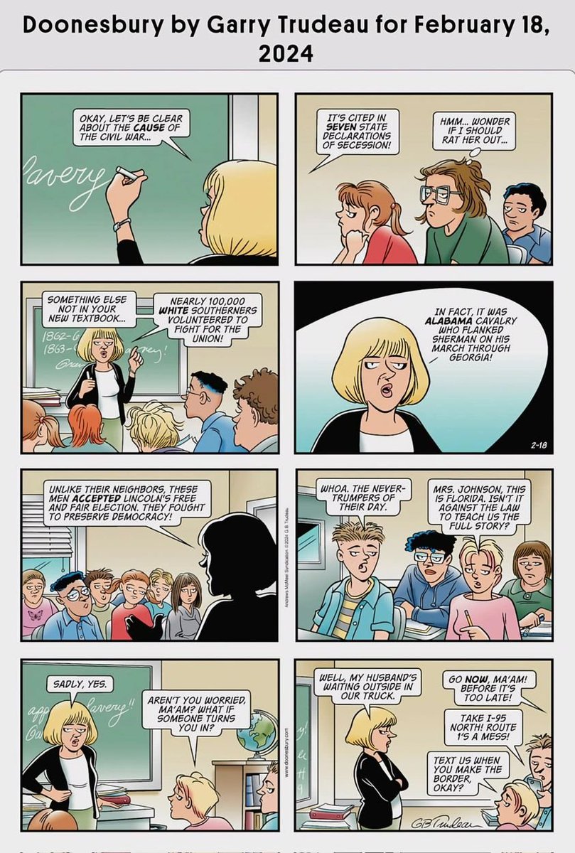 Fascism has officially arrived.

Gannett-owned newspapers removed “Doonesbury” from last Sunday’s comics section — here it is.

#Gannett
#FascismOnTheMarch 
#DoonesburyLives