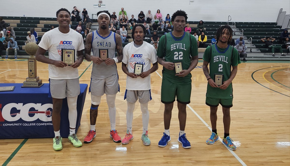Congratulations to the <a href="/acccathletics/">ACCC</a> Men's Basketball All-Tournament Team.

Donovan Shangase - <a href="/bevillstate/">Bevill State</a> 
Ja'Myas Davis - <a href="/bevillstate/">Bevill State</a> 
Maalik Leith - <a href="/SneadHoops/">Snead Basketball</a> 
Mario Andrews - <a href="/SneadHoops/">Snead Basketball</a> 
Donte Bacchus - <a href="/SneadHoops/">Snead Basketball</a>