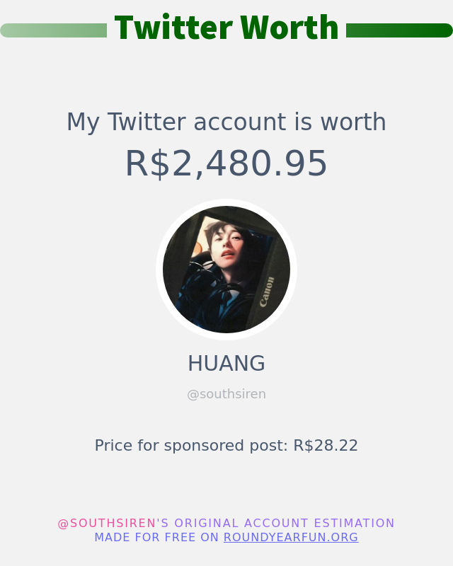 Meu valor no Twitter é: R$2,480.95

➡️ funxgames.me/twitterworth?l…
