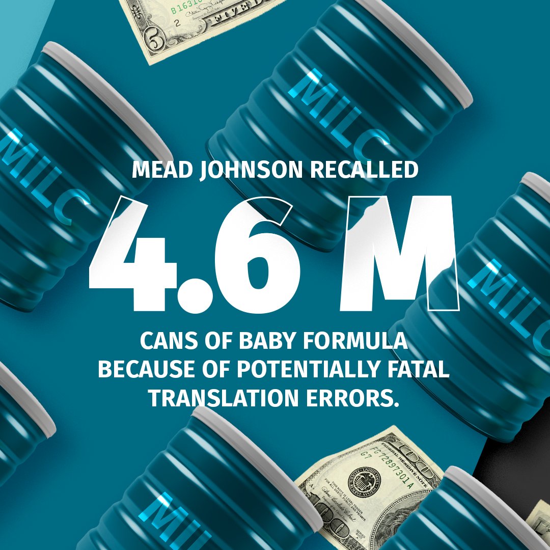 alexatranslate's tweet image. #DidYouKnow that Mead Johnson was forced to recall 4.6 million cans of baby formula in 2001 due to mistakes in the Spanish translations of instructions?

Ensure the quality of your translations TODAY: bit.ly/3IhRGaB

#translations #professionaltranslators #language