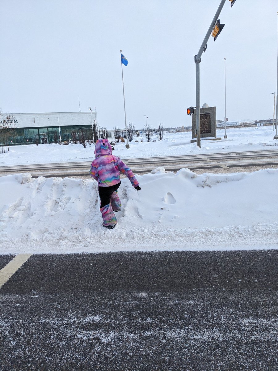 It's been 6 days since the snow and 6 days since @CityofEdmonton blocked crosswalks by clearing snow for cars. Can pedestrians cross the street yet? Sure, if they can climb! How often do decision makers use their pedestrian infrastructure with a wheelchair, stroller, or walker?